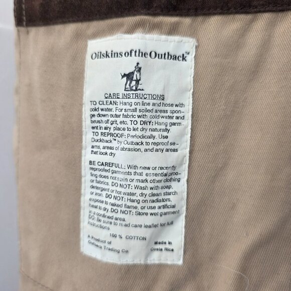 Outback Trading Co Bush Trader Duster Coat Mens Brown Waxed Oilskin Western Sz S - Picture 16 of 16